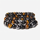 Natural Stone Beaded Bracelet, Tiger Eye Onyx Hematite, Unisex 2