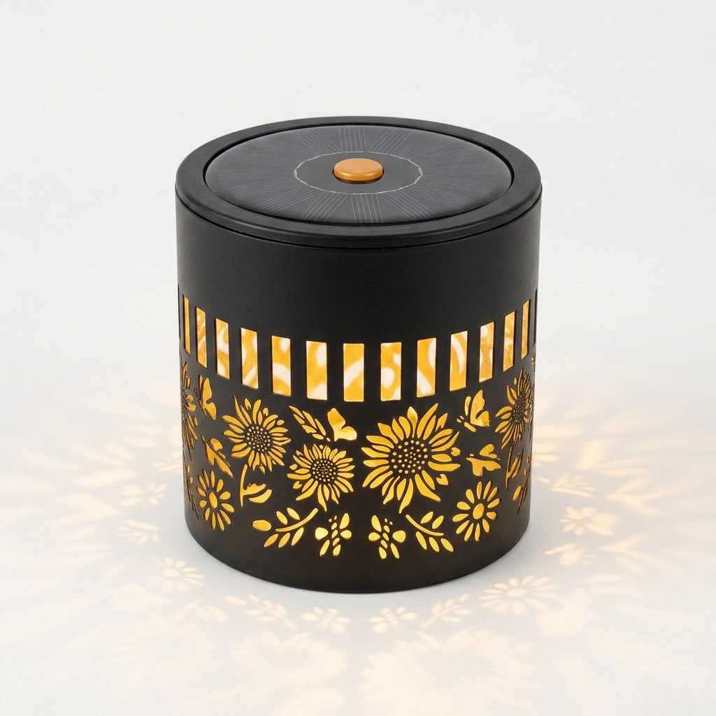Solar Garden Projection Light, Floral Iron Lantern, IP65 Waterproof 3