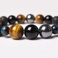 Natural Stone Beaded Bracelet, Tiger Eye Onyx Hematite, Unisex 3