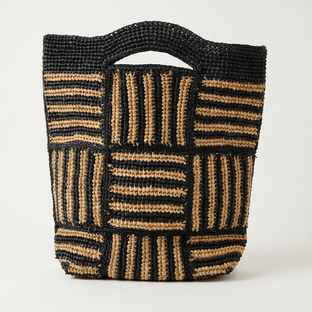 Raffia Hand-Woven Tote Bag, Natural Straw, Beach and Market Carryall 3