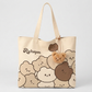 Cartoon Bear Canvas Tote, Heavy Cotton Shoulder Bag, Campus and Everyday Carry 3