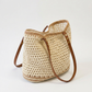 Hand-Woven Cotton Beach Tote Bag, Crochet Weave, Leather Straps 4