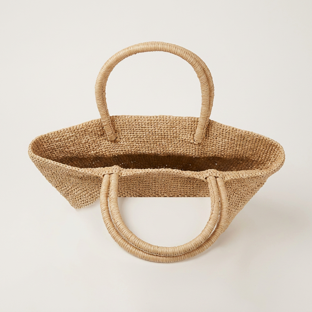 Natural Straw Summer Handbag, Handwoven Tote, Top Handle Beach Bag 4