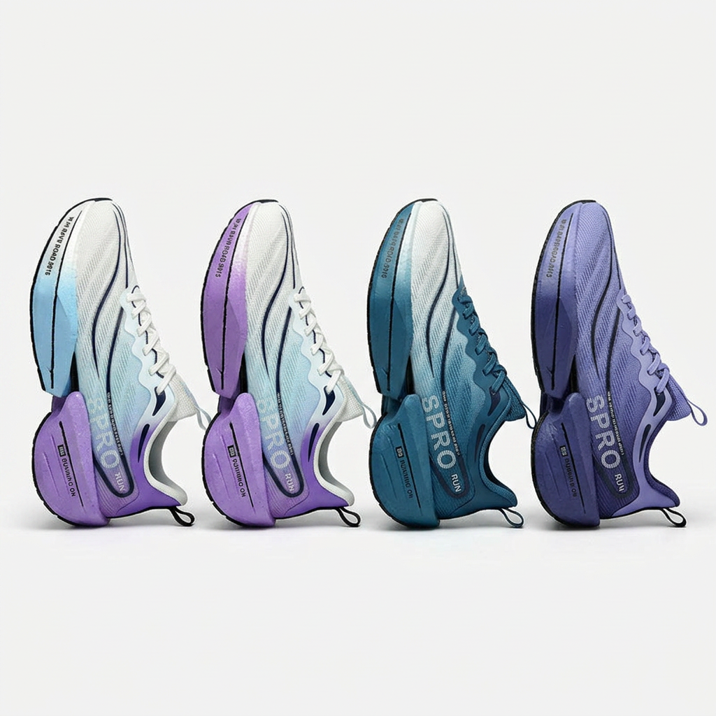 Running Shoes, Knit Athletic Sneakers with Curved Rebound Midsole 4