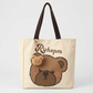 Cartoon Bear Canvas Tote, Heavy Cotton Shoulder Bag, Campus and Everyday Carry 4