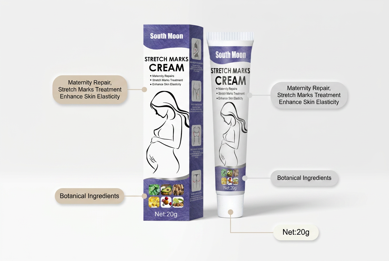 Stretch Mark Cream, Centella and Shea Body Repair for Belly, Hips and Thighs - image material benefits infographic