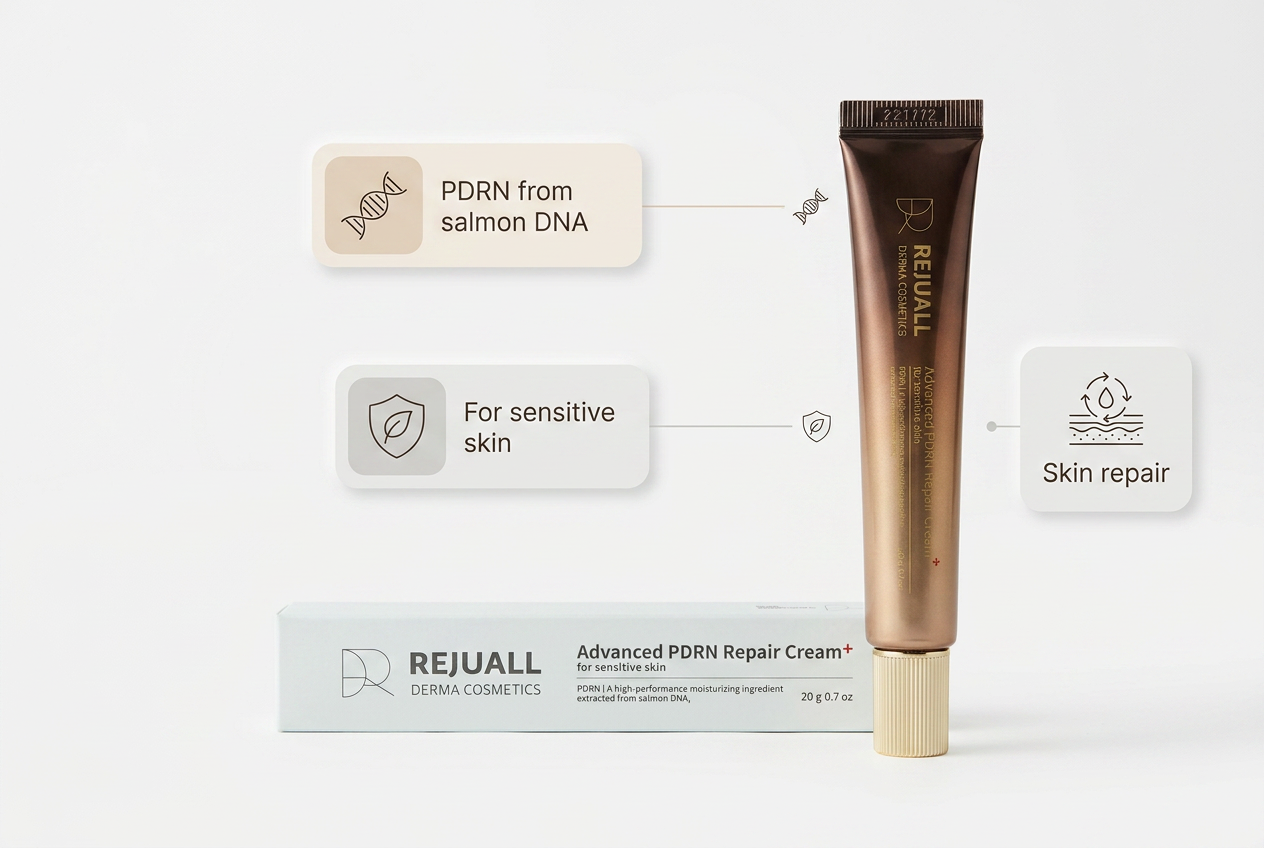 Rejuall PDRN Skin Repair and Regeneration Cream for Sensitive Skin - image material benefits infographic