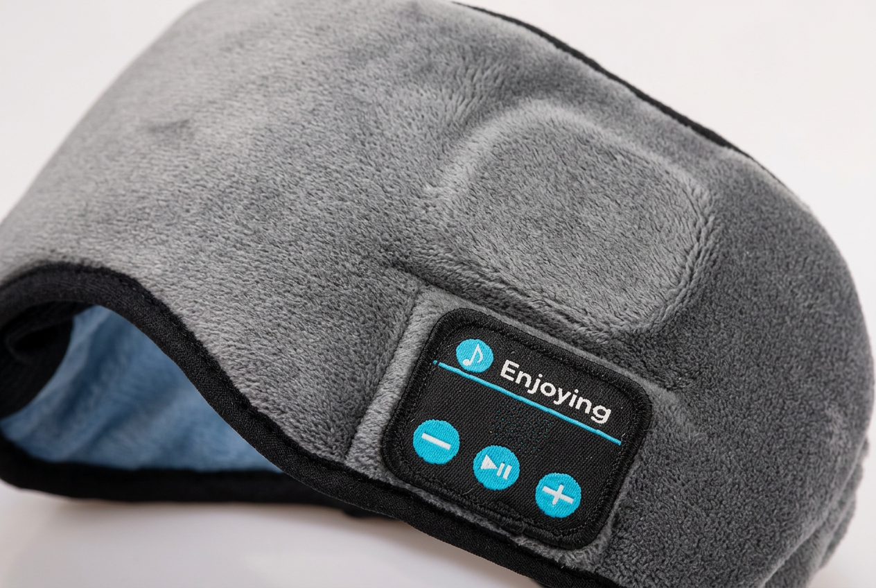 Bluetooth Sleep Mask Headphones, Soft Plush Blackout Eye Mask - image functional close up detail