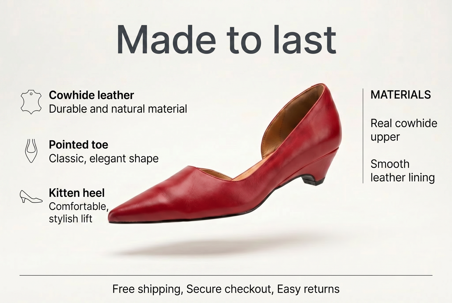 cowhide-retro-pointed-toe-sandals-women-s-sandals material benefits infographic