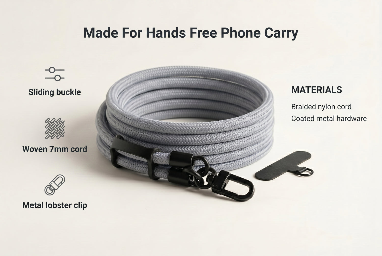 adjustable-phone-lanyard-with-metal-buckle material benefits infographic