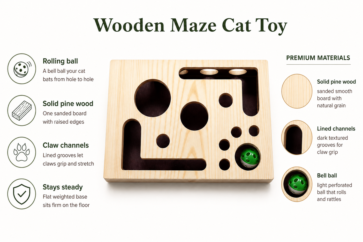 maze-toy-cat material benefits infographic