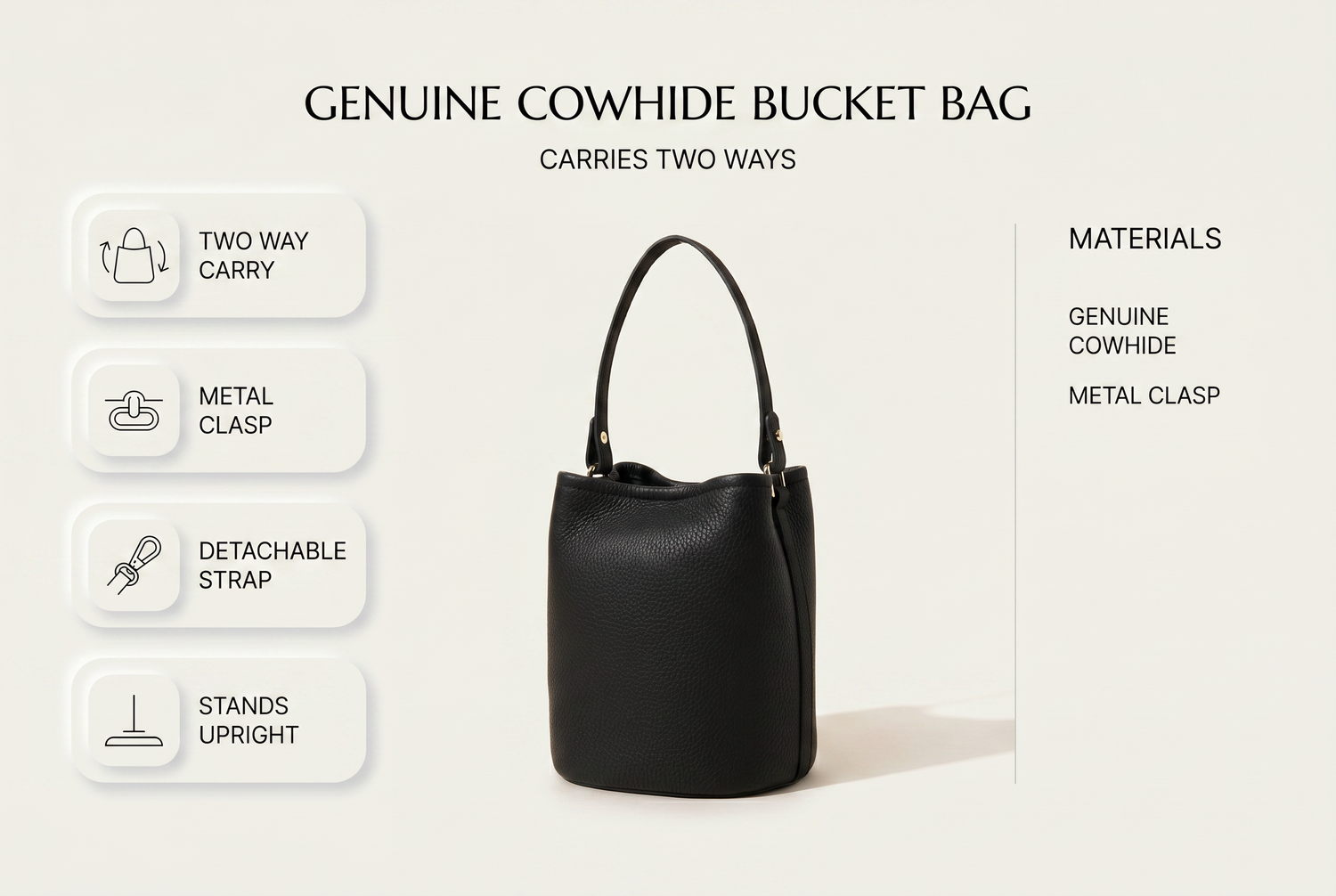 genuine-leather-bucket-bag-women-s-bucket-bag material benefits infographic