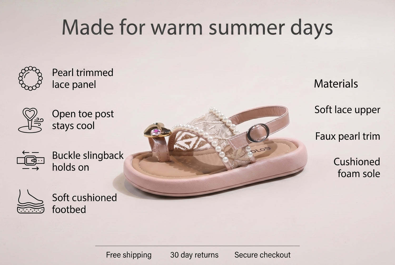 girls-pearl-sandals-summer-casual-beach-shoes material benefits infographic