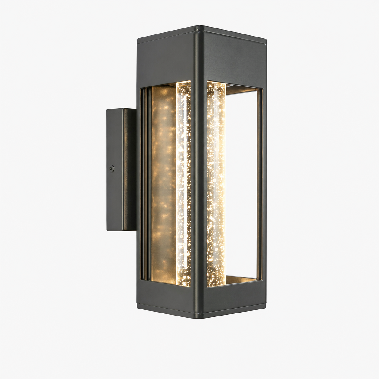 Side angle of the LED wall sconce showing its slim lantern frame and depth