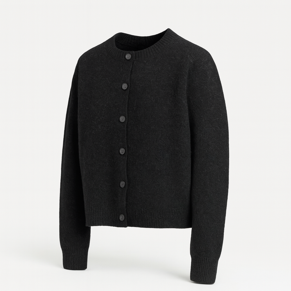 Cropped Button Knit Cardigan