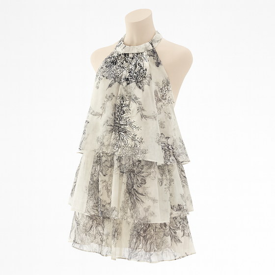 Floral Tiered Halter Mini Dress