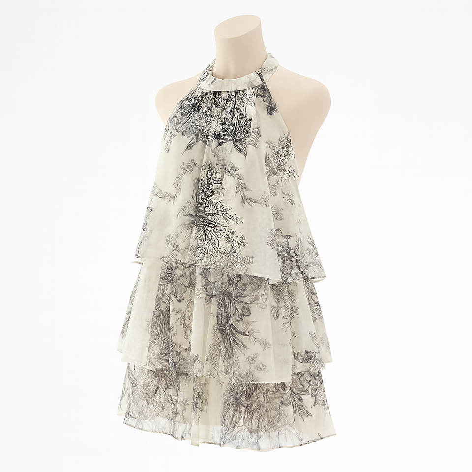 Floral Tiered Halter Mini Dress