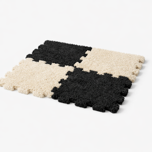 Square 30 by 30 cm shaggy rug tile shown from the front