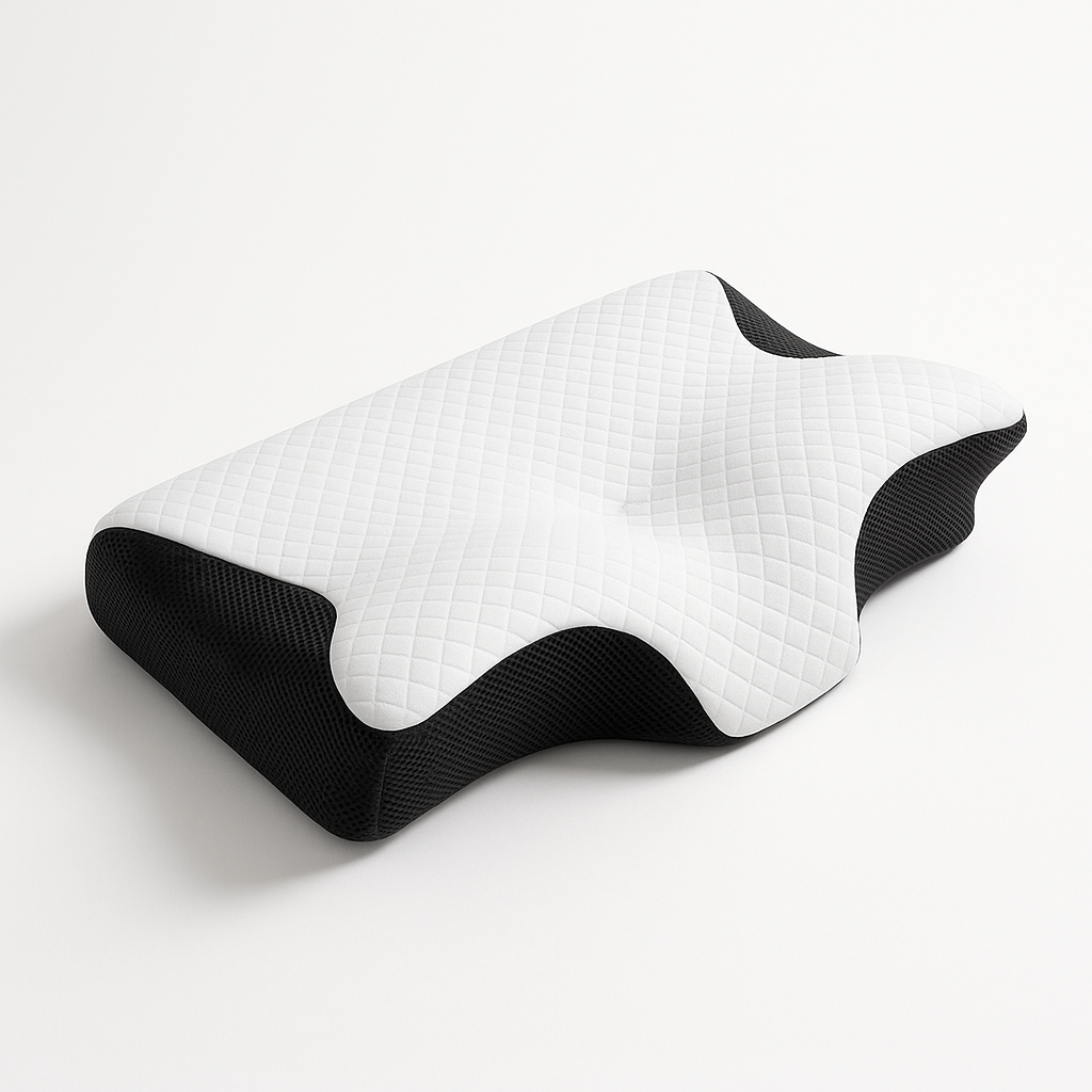 Close-up of the raised neck contour on the memory foam cervical pillow