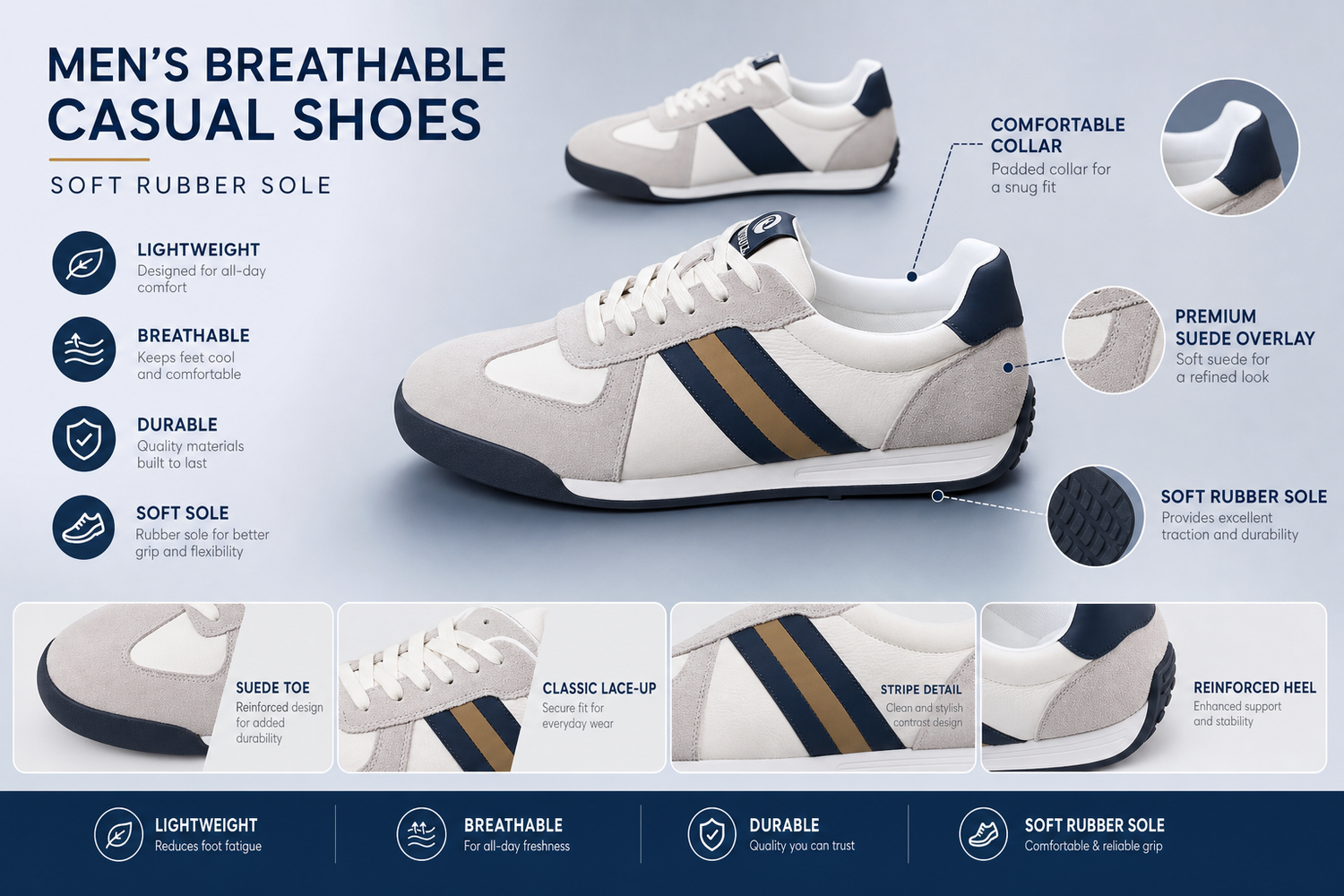 men s breathable casual shoes with soft rubber sole for comfortable daily wear casual outfits and easy everyday styling 5