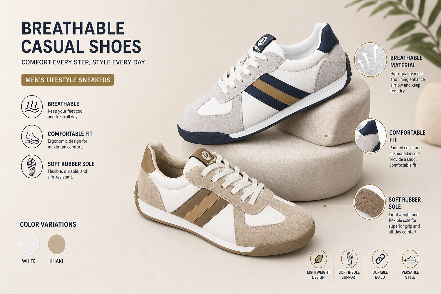 men s breathable casual shoes with soft rubber sole for comfortable daily wear casual outfits and easy everyday styling 6