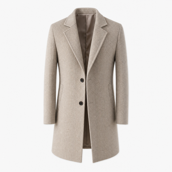 Men's Herringbone Wool Blend Trench Coat
