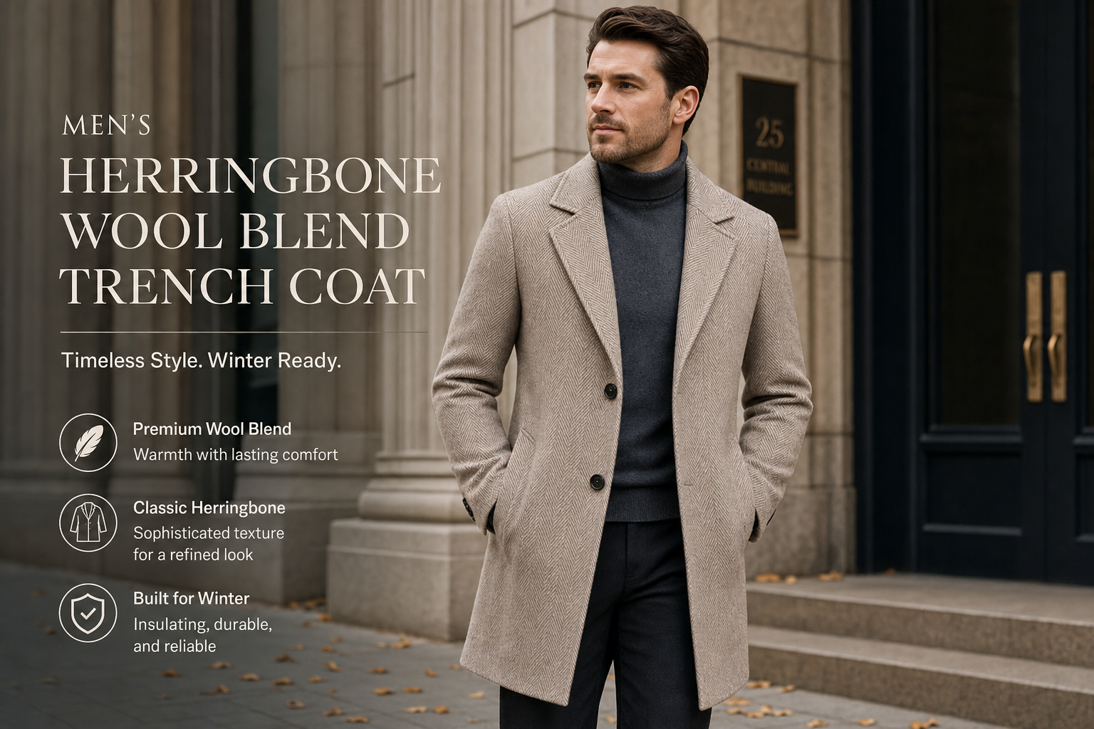 men s herringbone wool blend trench coat everyday product for busy day simple errand everyday routine with practical val 9