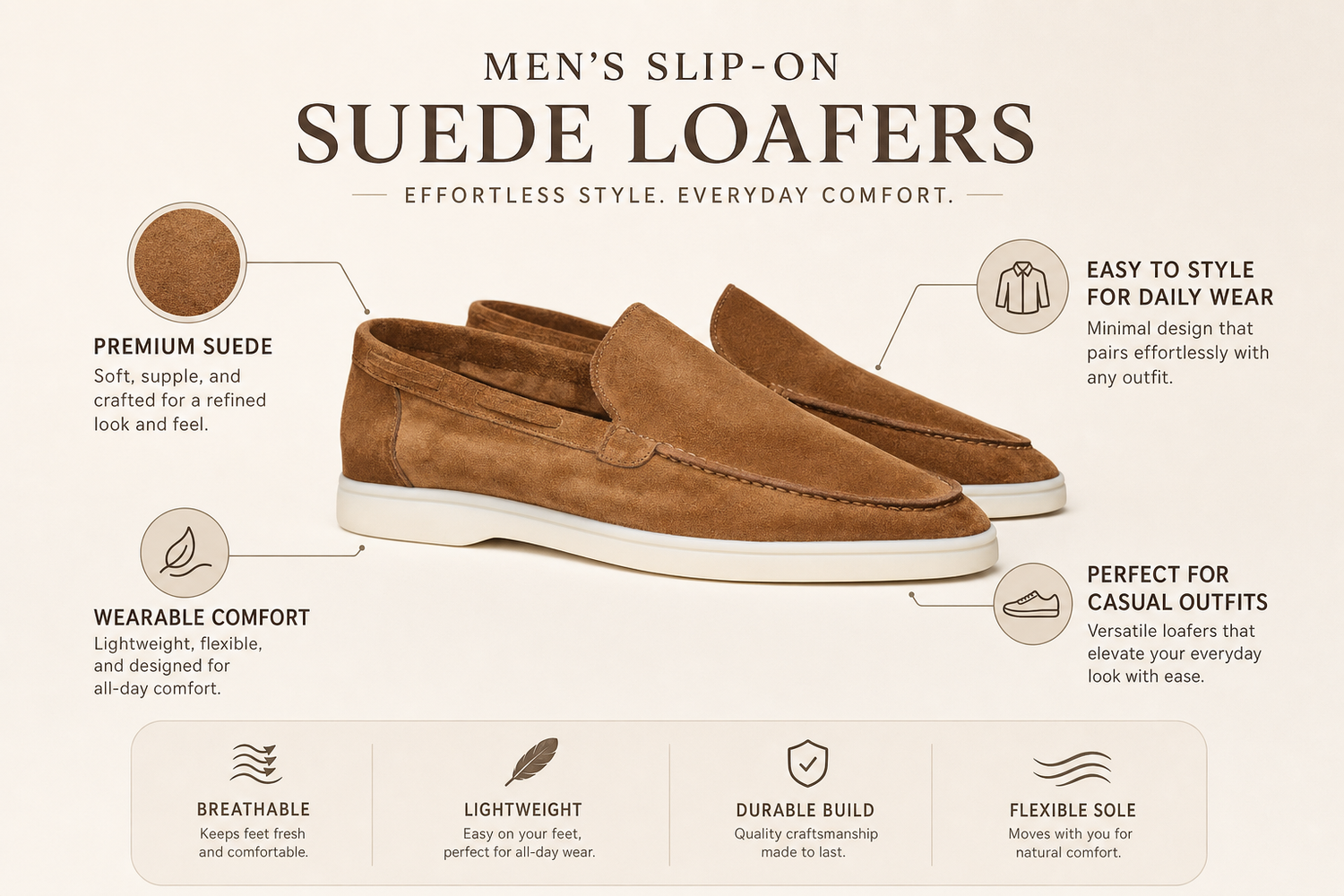 men s slip on suede loafers for comfortable daily wear casual outfits and easy everyday styling 5