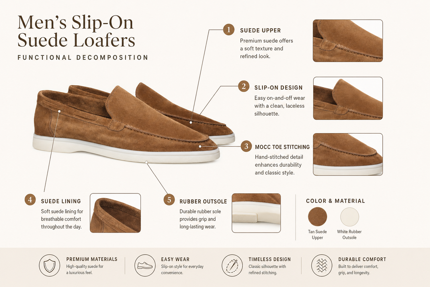 men s slip on suede loafers for comfortable daily wear casual outfits and easy everyday styling 6
