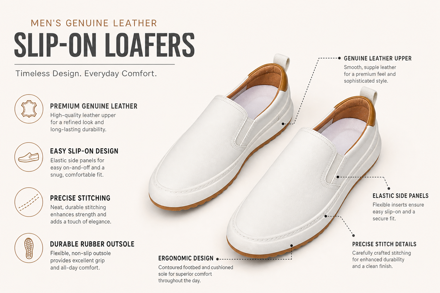 mens genuine leather slip on loafers 6