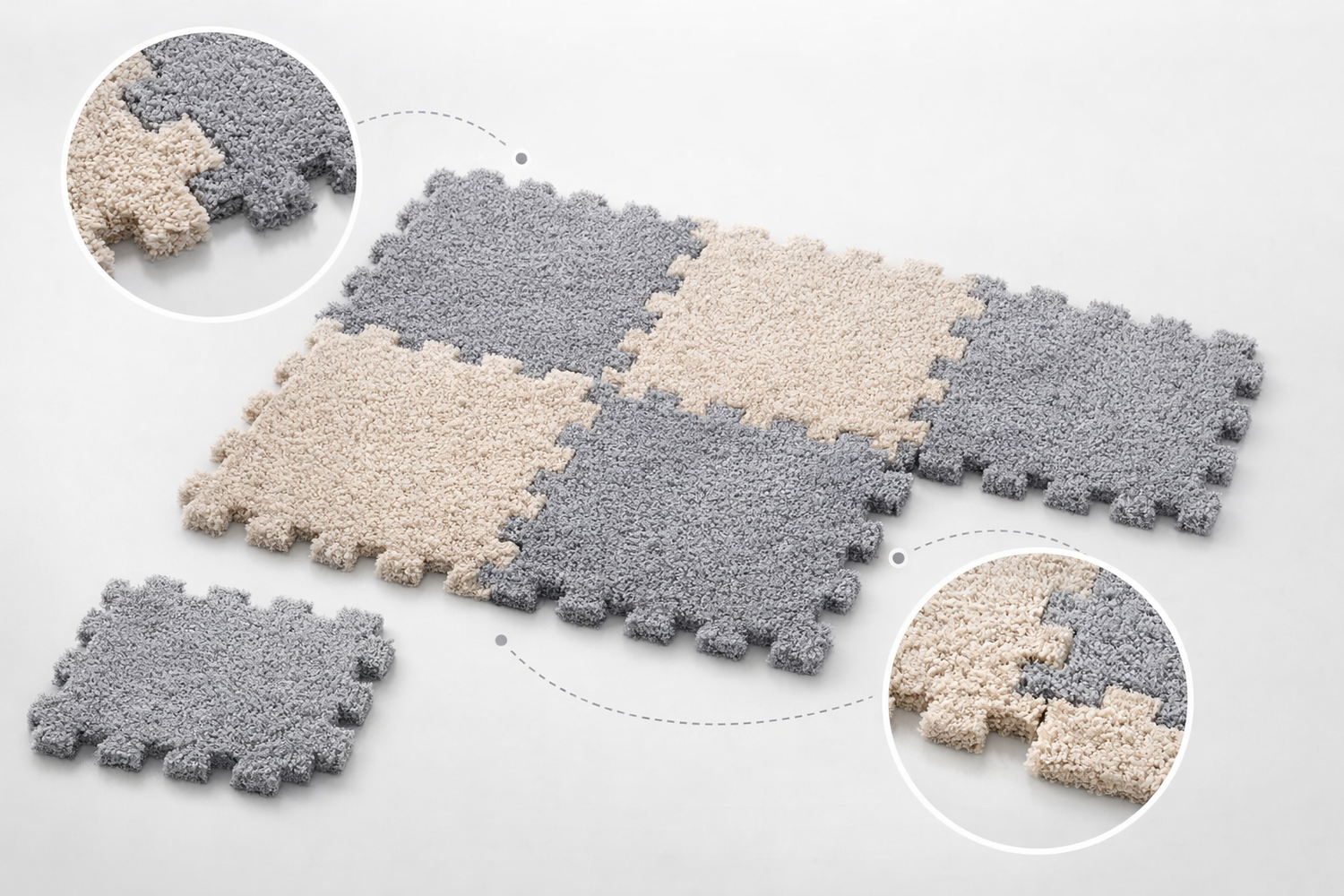 Modular shaggy bedside rug - feature breakdown metafield image