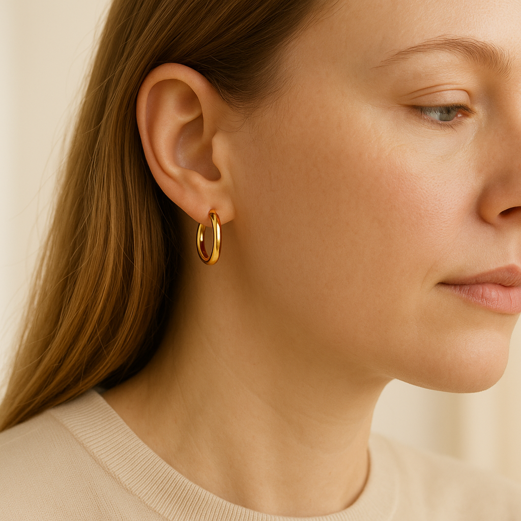 minimalist 18k gold circle earrings everyday product for busy day simple errand everyday routine with practical value cl 9