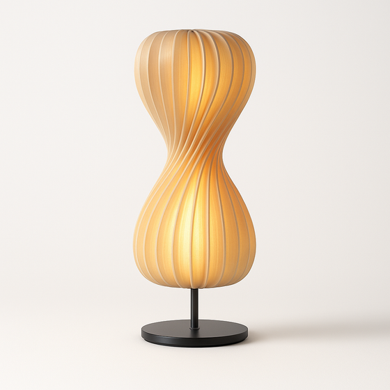 Twisted Wood Slat Spiral Table Lamp