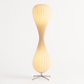 Close up of the spiral wood slats and the twist detail on the lamp shade