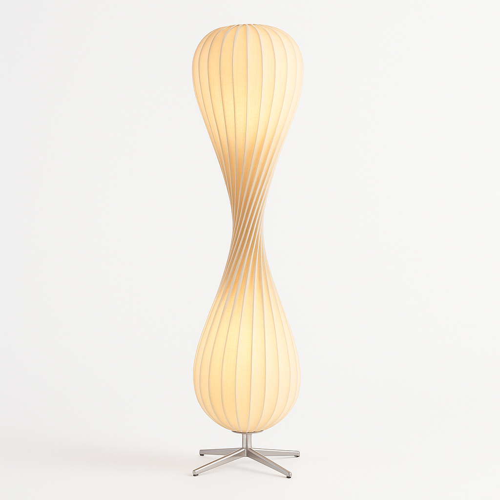 Close up of the spiral wood slats and the twist detail on the lamp shade