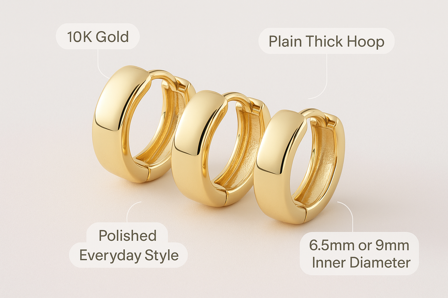 plain thick 10k gold hoop earrings everyday product for busy day simple errand everyday routine with practical value cle 5