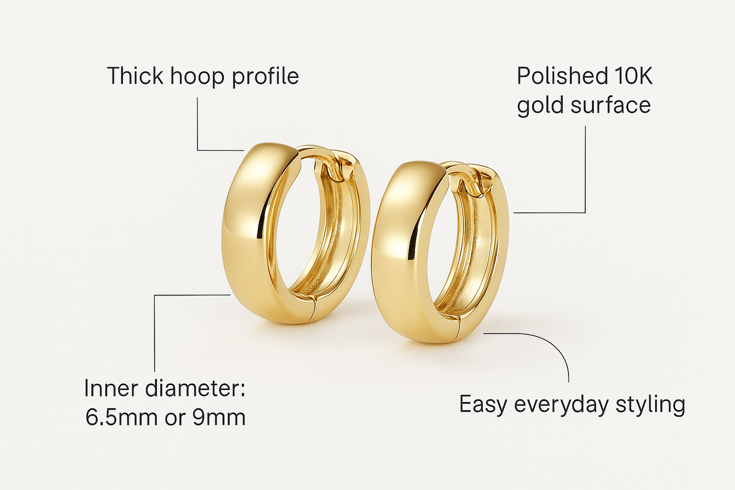 plain thick 10k gold hoop earrings everyday product for busy day simple errand everyday routine with practical value cle 6