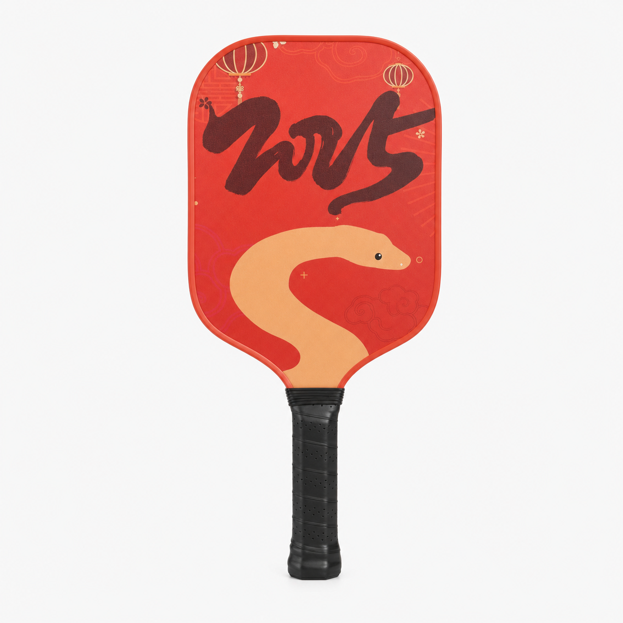 Professional pickleball paddle front view showing the flat carbon fiber hitting face