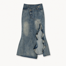 Retro High Waist Denim Fishtail Skirt