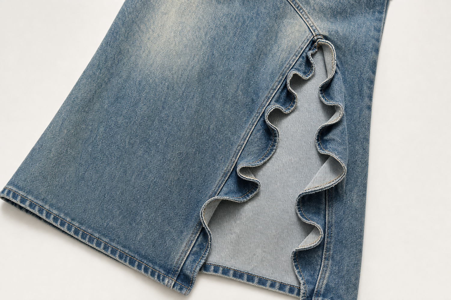 retro high waisted denim fishtail skirt everyday product for casual day trip relaxed outing with easy styling wearable c 7