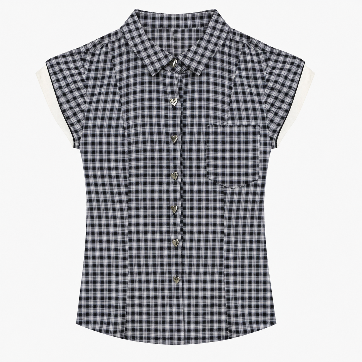 Retro Plaid Cotton Shirt | side profile detail close up