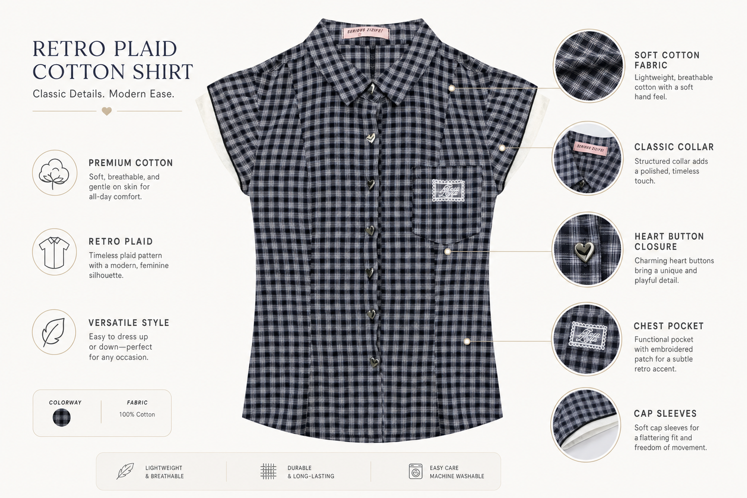 retro plaid cotton shirt everyday product for casual day trip relaxed outing with easy styling wearable comfort and a mo 6
