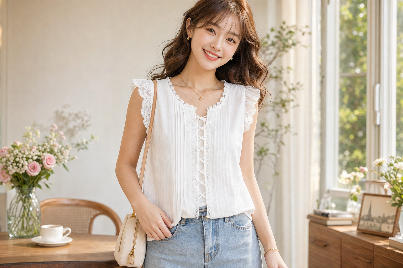 romantic lace trim flutter sleeve blouse everyday product for busy day simple errand everyday routine with practical val 9