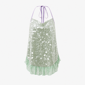 Pailletten-Fischschwanz-Neckholder-Kleid