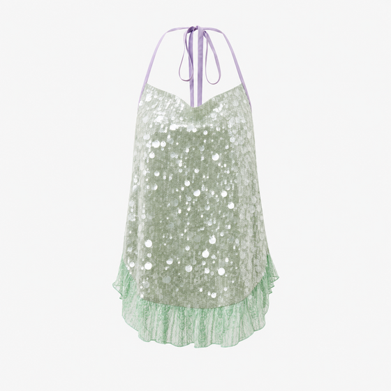 Pailletten-Fischschwanz-Neckholder-Kleid