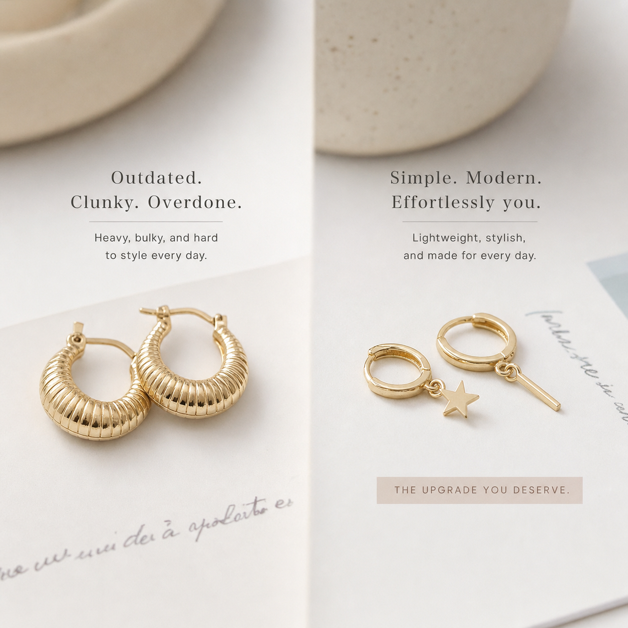 simple and compact plain hoop drop earrings ear clips everyday product for busy day simple errand everyday routine with 9