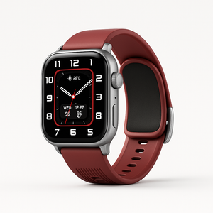 Front display of smart watch with weather and notifications