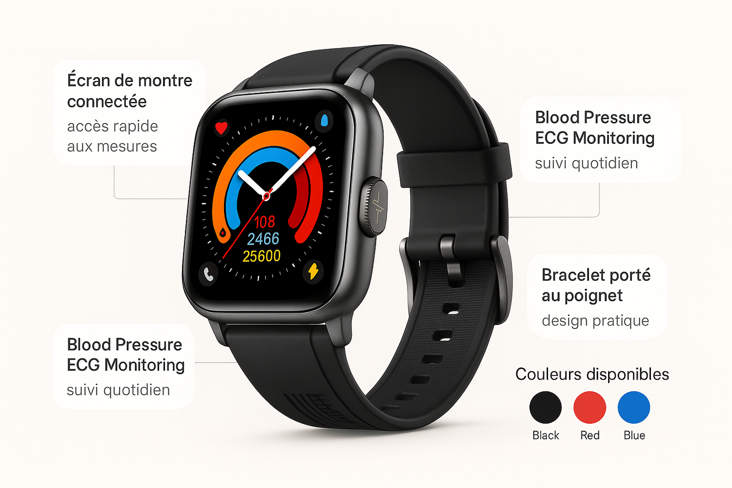 smart health watch with blood pressure ecg monitoring 5