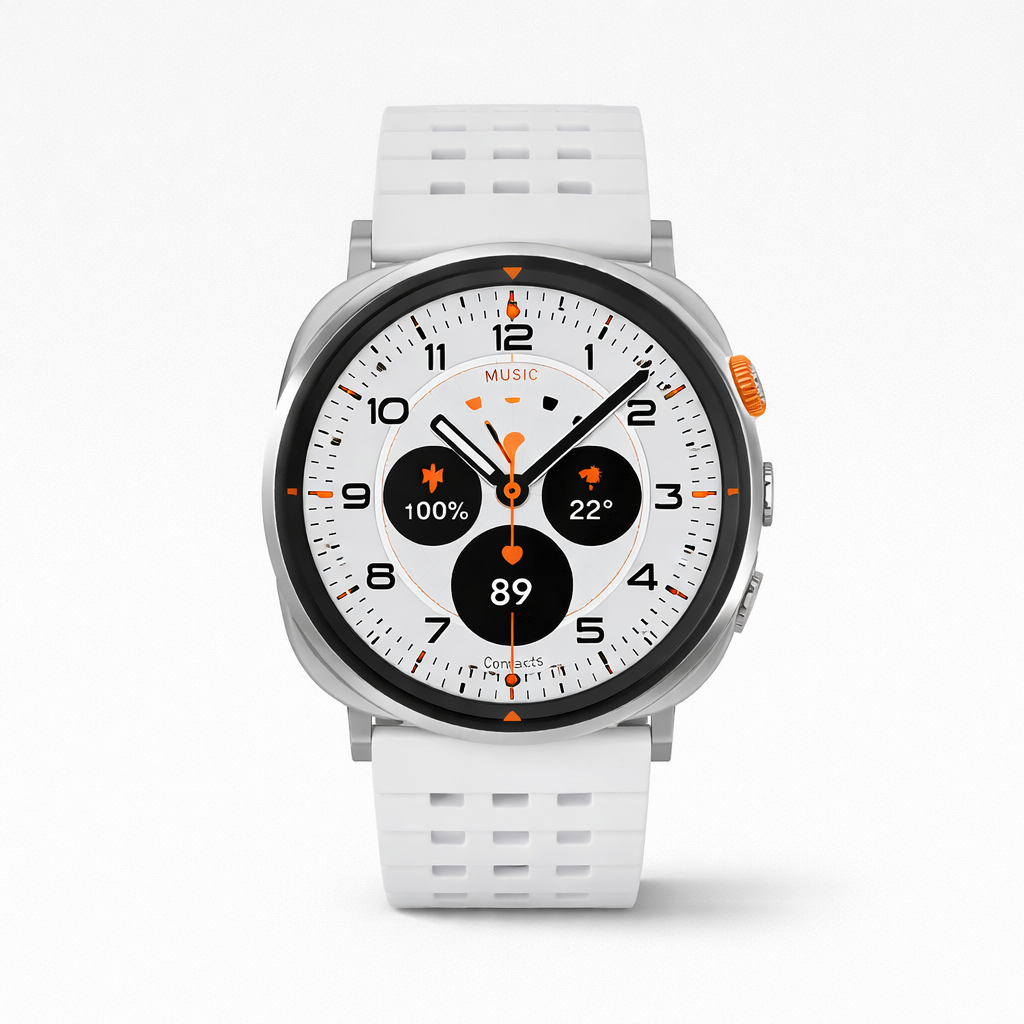 Back view of the smartwatch case and USB charging contacts