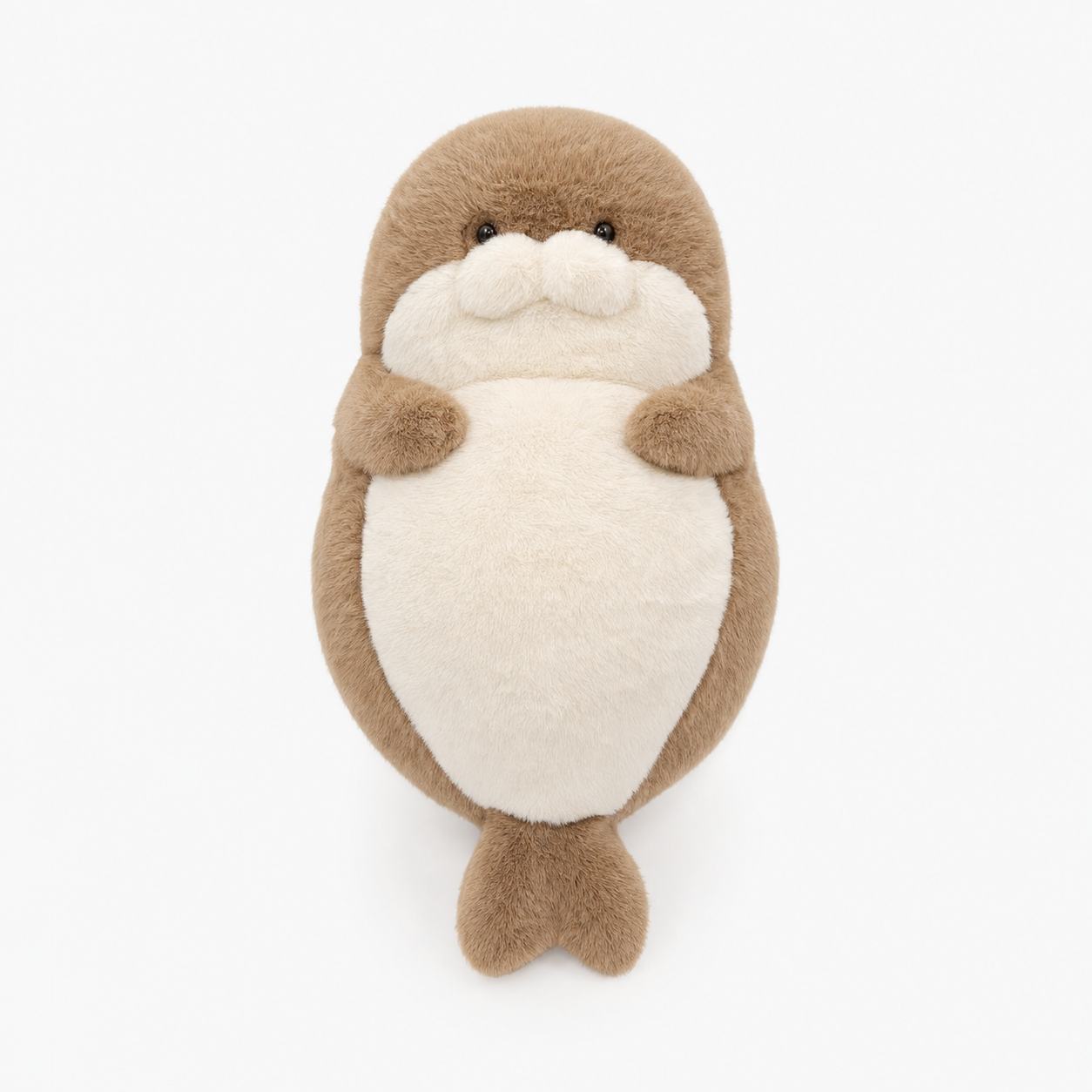 Close-up of the seal plush face and stitched detail on soft plush fabric